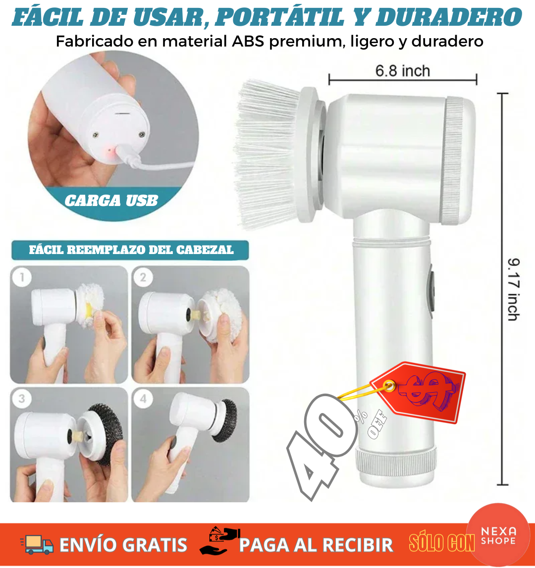 LimpiaFácil Pro – Cepillo Eléctrico 5 en 1