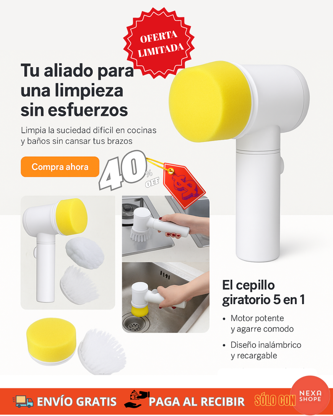 LimpiaFácil Pro – Cepillo Eléctrico 5 en 1